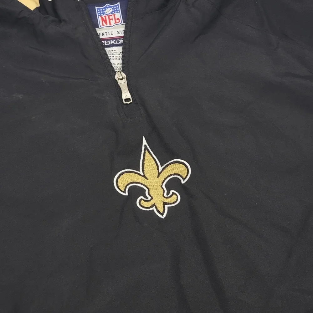 REEBOK New Orleans Saints NFL 1/4 Zip Pullover Windbreaker Youth XL Side Zip EUC